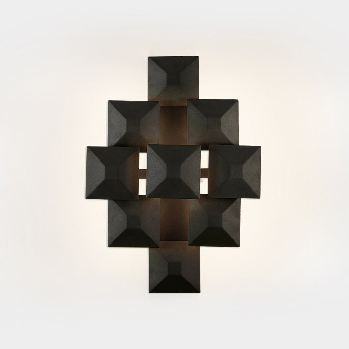 Modernist 1/3-Light Sconce With Metal Shade: Geometric Wall Lamp In Black/White Design For Stairway