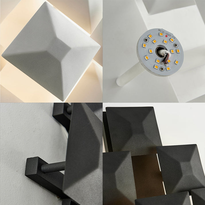 Modernist 1/3-Light Sconce With Metal Shade: Geometric Wall Lamp In Black/White Design For Stairway