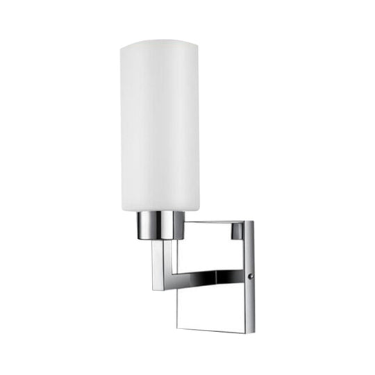 Modernist Rectangular Milk Glass Wall Sconce - 1 Light Chrome Fixture For Office