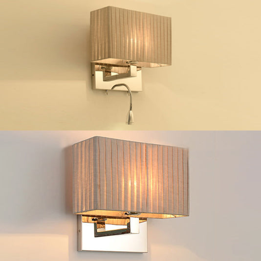 Modern Rectangle Fabric Led Wall Sconce In Beige