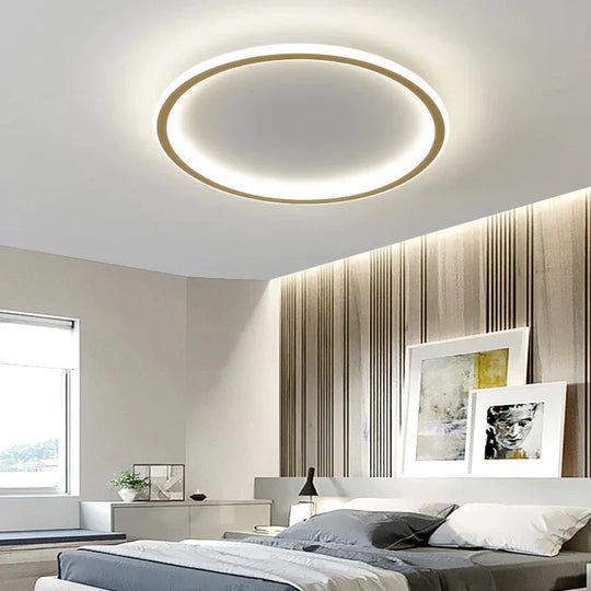 New Simple Bedroom Led Copper Ceiling Lamp