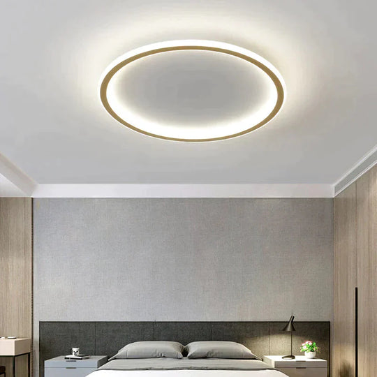 New Simple Bedroom Led Copper Ceiling Lamp