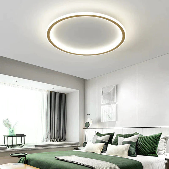 New Simple Bedroom Led Copper Ceiling Lamp