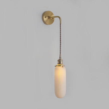 Modern Porcelain Wall Lamp With Brass Socket - White 1 Light 5/6/8.5 Inch Width Ideal For Dining