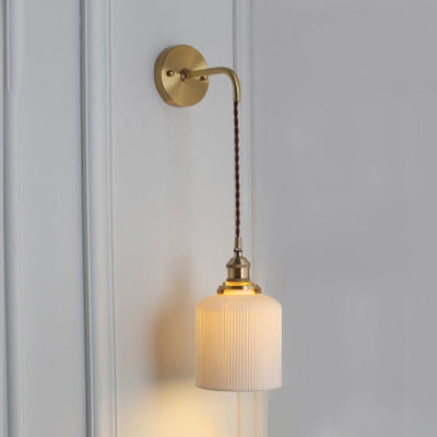 Modern Porcelain Wall Lamp With Brass Socket - White 1 Light 5/6/8.5 Inch Width Ideal For Dining