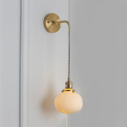 Modern Porcelain Wall Lamp With Brass Socket - White 1 Light 5/6/8.5 Inch Width Ideal For Dining