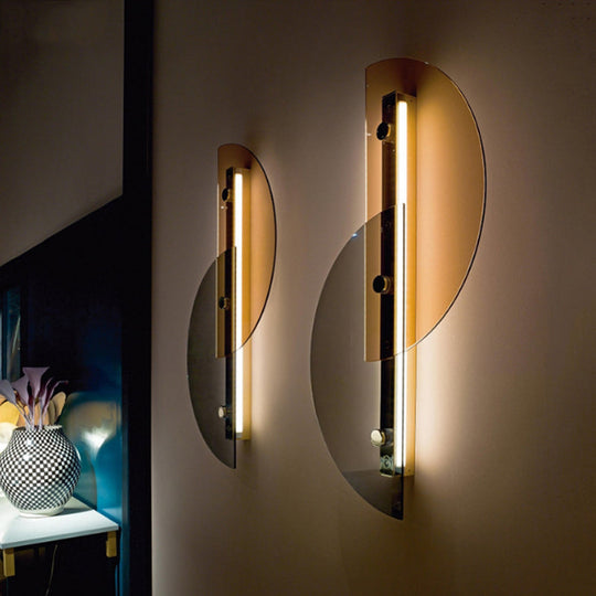 Modern Half Circle Glass Wall Sconce Lighting For Dining Room And Cloth Shop Multi-Color / Warm