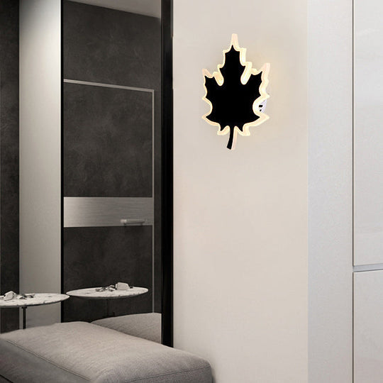 Modern Maple Leaf Acrylic Led Wall Sconce Light In Warm/White