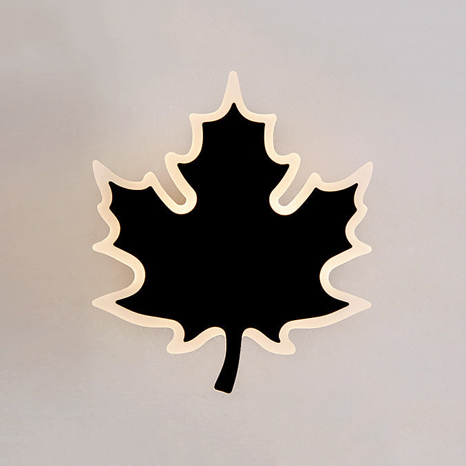 Modern Maple Leaf Acrylic Led Wall Sconce Light In Warm/White Black / Warm