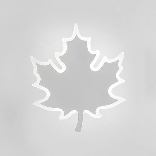 Modern Maple Leaf Acrylic Led Wall Sconce Light In Warm/White White /