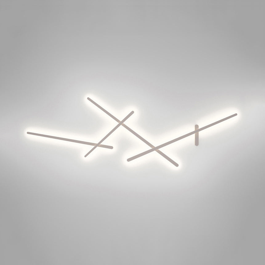 Modern White Crossed Lines Wall Lamp - Metal 3/4 Lights Simplistic Living Room Lighting 4 /