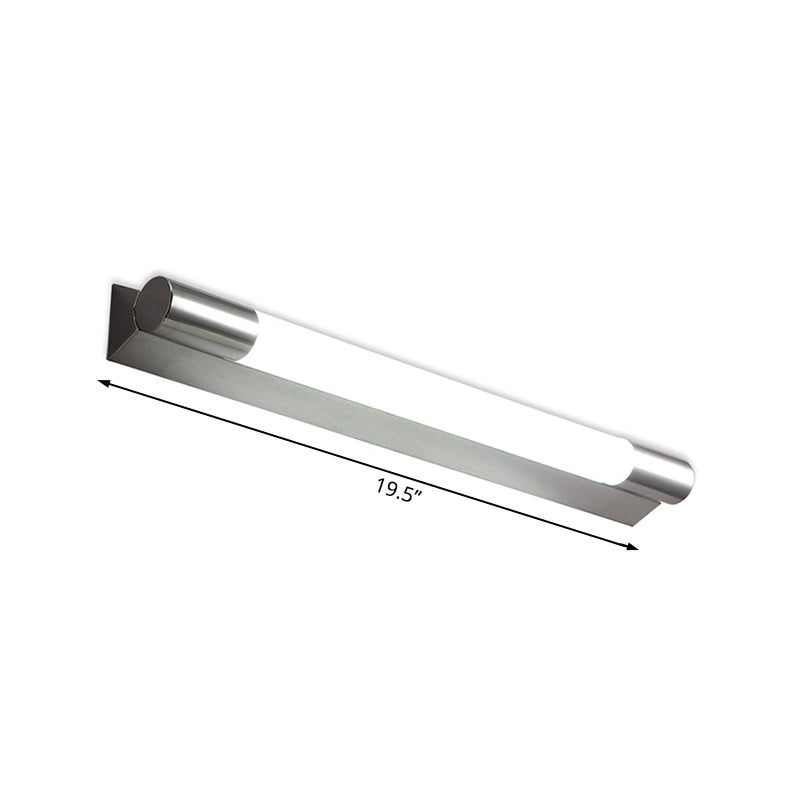 Modern Metallic Led Vanity Light - Tube Shape 19.5/23 W Silver Warm/White