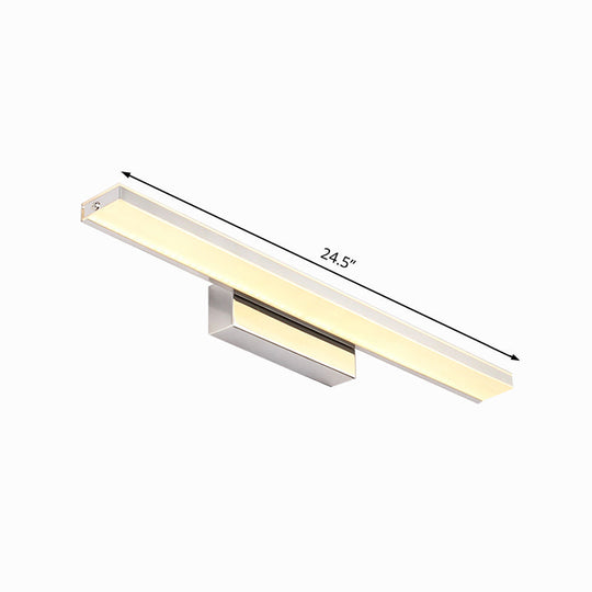 Dia Slim Vanity Lighting Acrylic Led Wall Sconce Lamp: 16.5/20.5 Diameter Minimalistic Design Silver