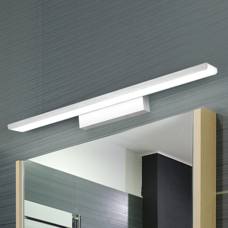 Stylish Linear Led Vanity Sconce: Wall-Mounted Silver/Black Lamp With Acrylic Shade In Warm/White