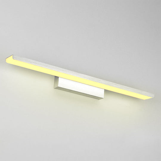 Stylish Linear Led Vanity Sconce: Wall-Mounted Silver/Black Lamp With Acrylic Shade In Warm/White