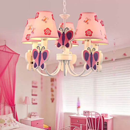 Adjustable Pink Chandelier: Delicate Butterfly Design For Girls Room