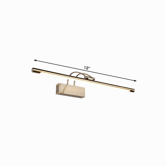 Sleek Tube Vanity Wall Light - Metal Led Bathroom Sconce In Nickel/Brushed Brass 18/21.5 Width