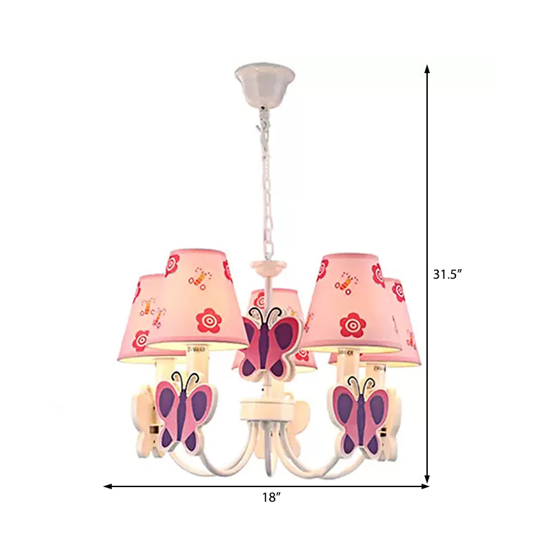 Adjustable Pink Chandelier: Delicate Butterfly Design For Girls Room