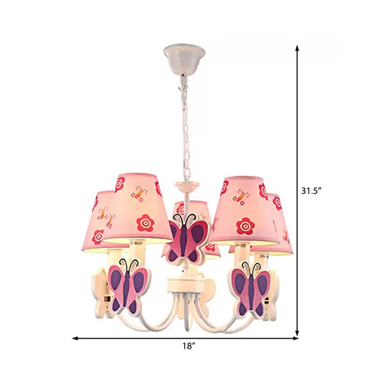 Adjustable Pink Chandelier: Delicate Butterfly Design For Girls Room