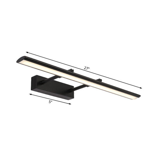 Modern Acrylic Led Vanity Lighting Fixture In Black/Chrome 15/19 Wide