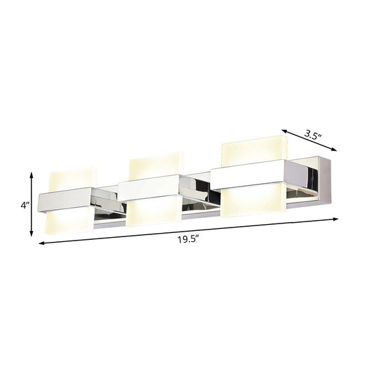 White Acrylic Led Vanity Wall Light: Simple Square Fixture 3/4 Lights Bathroom Mirror Lamp