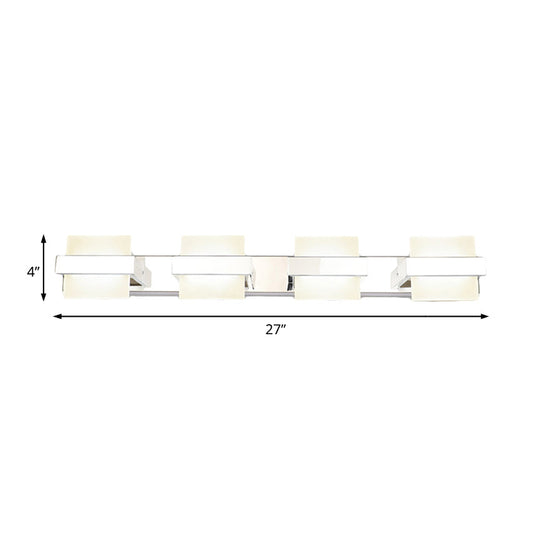 White Acrylic Led Vanity Wall Light: Simple Square Fixture 3/4 Lights Bathroom Mirror Lamp