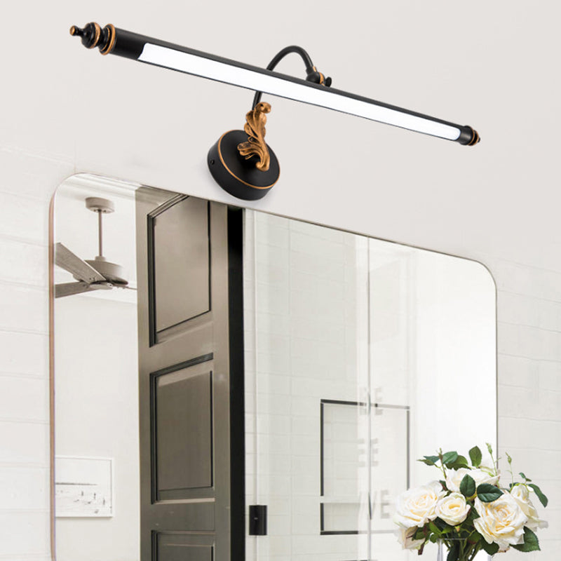 Modern Black Tubular Vanity Lighting - 19/25 W Led Metal Wall Sconce Light For Bathroom In