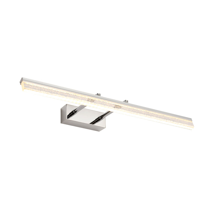 Adjustable Chrome Crystal Linear Wall Light For Bathroom Vanity - 16/23.5/31.5 Wide Warm/White