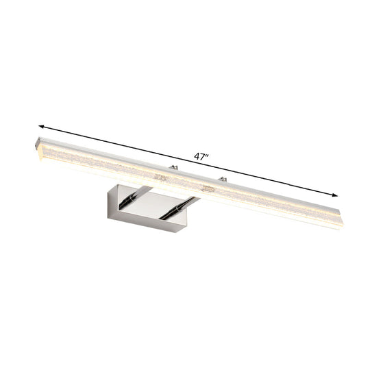 Adjustable Chrome Crystal Linear Wall Light For Bathroom Vanity - 16/23.5/31.5 Wide Warm/White