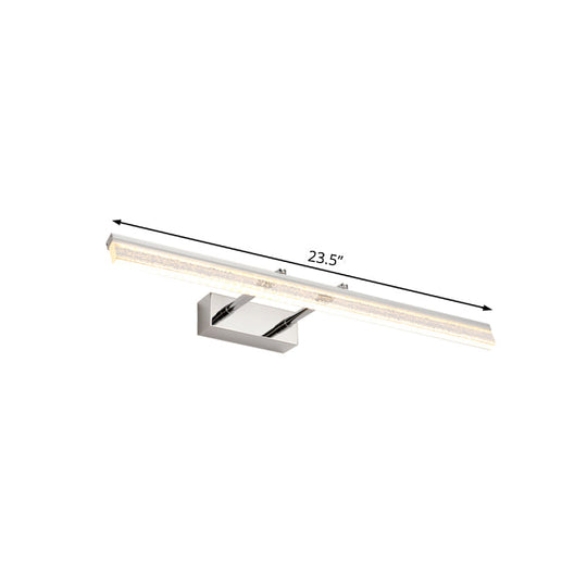 Adjustable Chrome Crystal Linear Wall Light For Bathroom Vanity - 16/23.5/31.5 Wide Warm/White