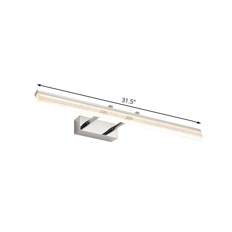 Adjustable Chrome Crystal Linear Wall Light For Bathroom Vanity - 16/23.5/31.5 Wide Warm/White