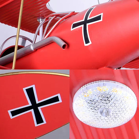 Modern 8-Light Biplane Chandelier For Boys Room - Large Hanging Light Fixture With Milk Glass Shade