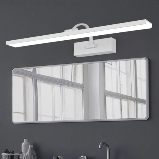 Modern Led Acrylic Wall Mounted Vanity Sconce With Curved Arm White Rectangle Lighting For Bathroom