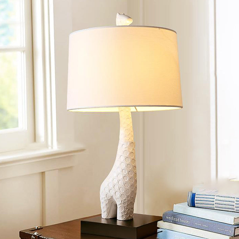 Modern White Study Lamp With Led Reading Light Giraffe Base For Bedroom