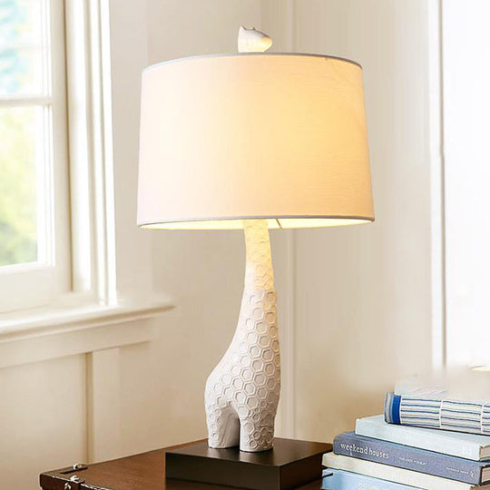 Modern White Study Lamp With Led Reading Light Giraffe Base For Bedroom