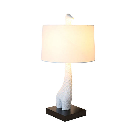 Modern White Study Lamp With Led Reading Light Giraffe Base For Bedroom