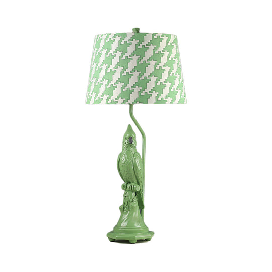 Modern Led Desk Lamp With Green/White Cone Shade - Small Bird Base