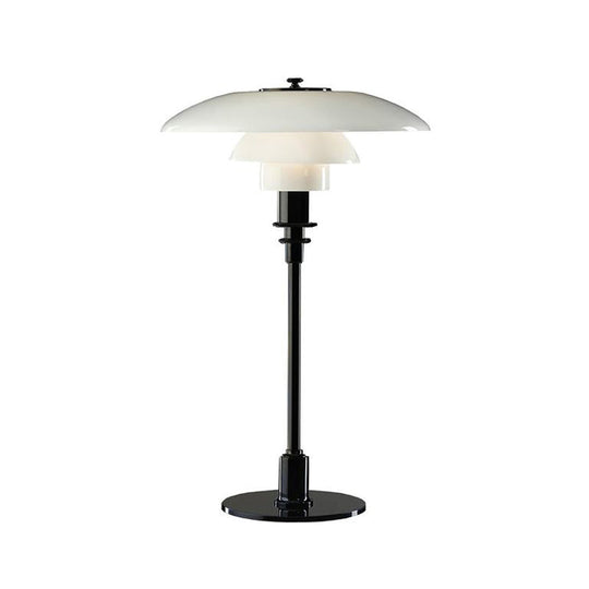 Modern Glass Table Lamp With Flared Shade - Tiered Design 1 Light Copper/Silver Finish Stylish