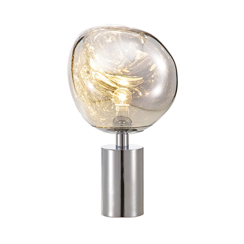 Modern Molten Glass Table Lamp - Hand-Blown Silver/Gold With 1 Head For Living Rooms