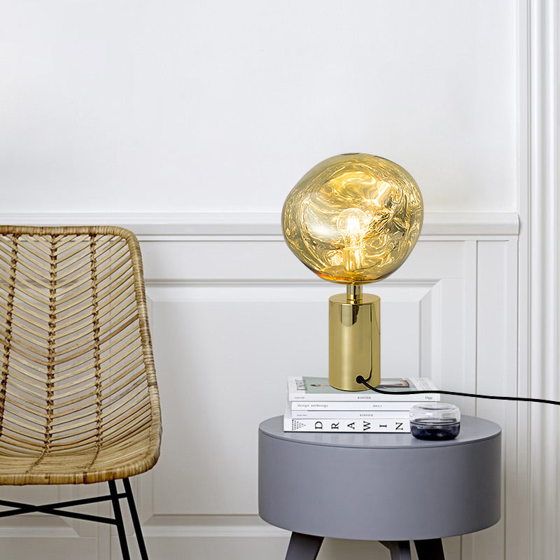 Modern Molten Glass Table Lamp - Hand-Blown Silver/Gold With 1 Head For Living Rooms Gold