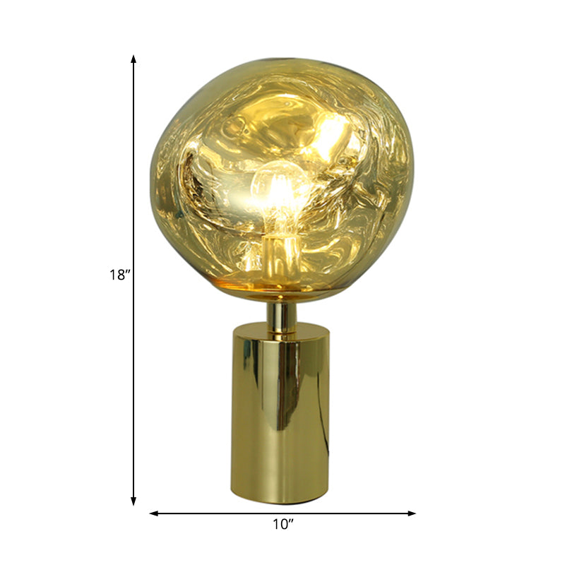 Modern Molten Glass Table Lamp - Hand-Blown Silver/Gold With 1 Head For Living Rooms