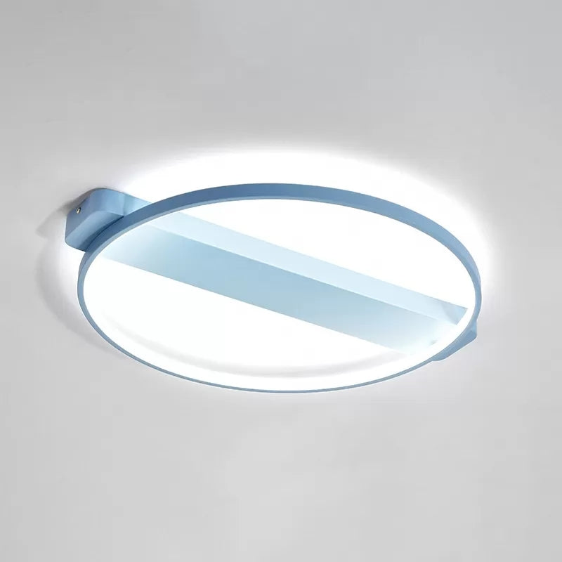 Led Bedroom Ceiling Light - Kids Modern Semi Flush With Acrylic Ring Blue / 18 Remote Control