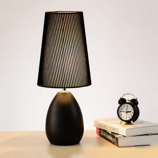 Modern Cone Reading Book Light: White/Black Fabric Desk Light For Bedroom Black