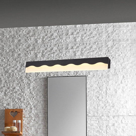 Modern Metal Wave Design Led Vanity Light Fixture Wall Mounted Lamp In Warm/White 16/23.5 W Black /