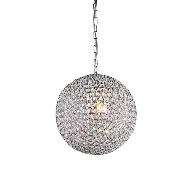 Bedroom Chandelier: Silver Led Pendant Lamp With Orb Crystal Shade - 1/3/4/5 Lights 6/8/12 Diameter