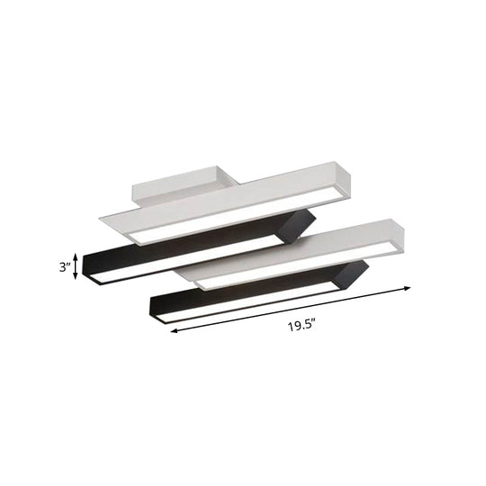 Contemporary 4-Light Black Linear Semi Flush Light - Acrylic & Metal Ceiling Fixture (Warm/White)