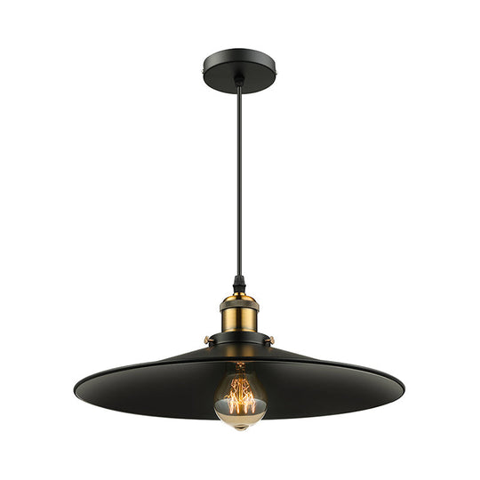 Industrial Style Metal Conic Ceiling Pendant - 1-Light Brass/Weathered Brass Dining Table Fixture