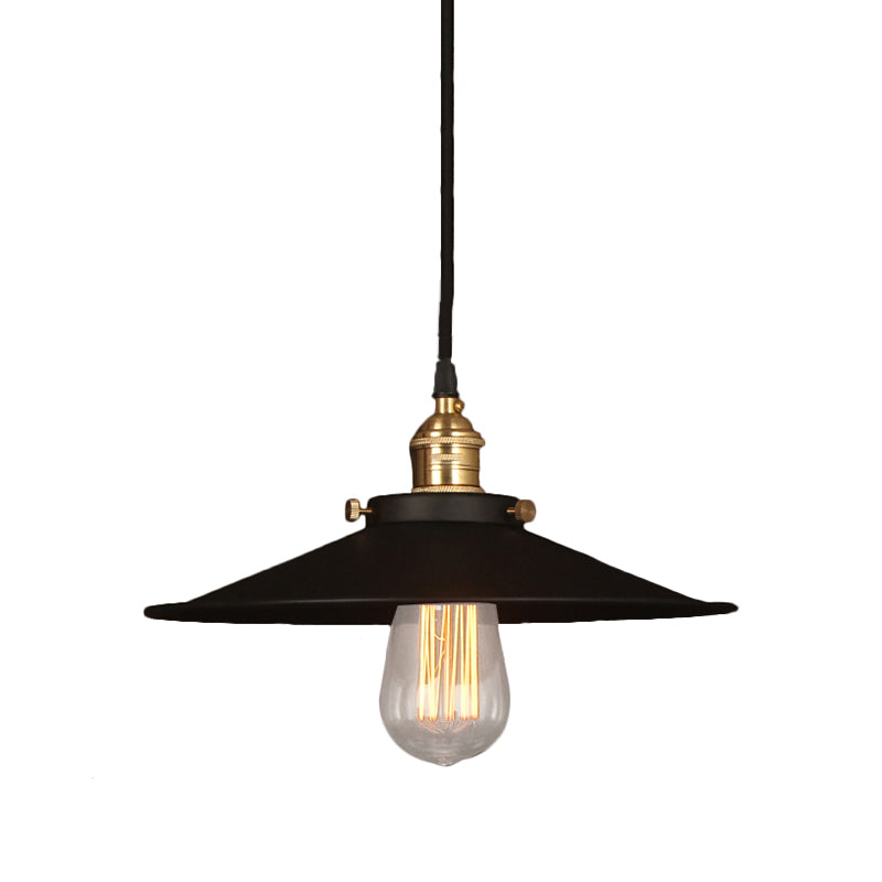 Industrial Style Metal Conic Ceiling Pendant - 1-Light Brass/Weathered Brass Dining Table Fixture