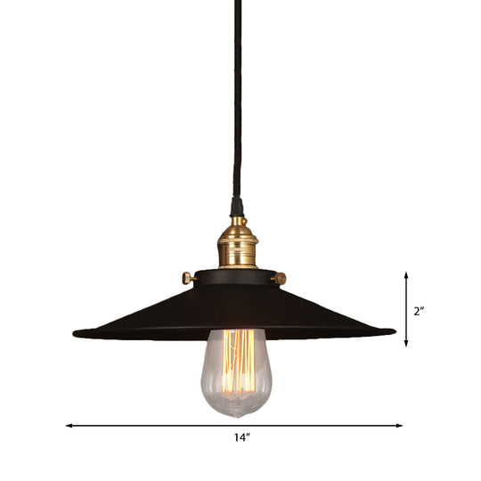 Industrial Style Metal Conic Ceiling Pendant - 1-Light Brass/Weathered Brass Dining Table Fixture