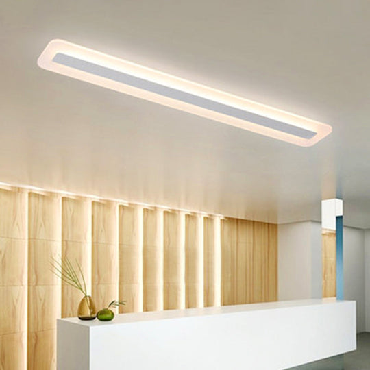 Wide Linear Led Modern Ceiling Light Fixture - 16/23/31.5 Flushmount Reception Acrylic Warm/White